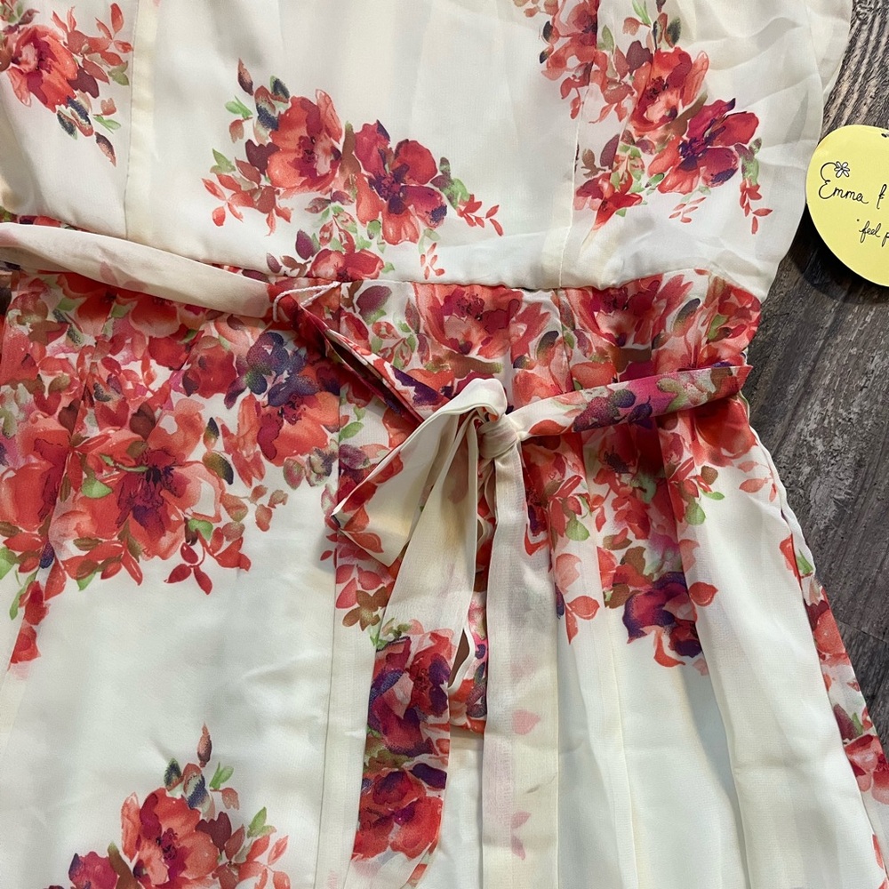Emma & Michele Dress Pink and Purple Floral Design Tie Waist NWT Womens Size 10 - Picture 3 of 8